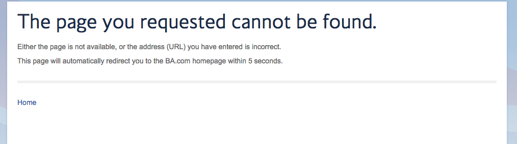 british airways 404 page not found