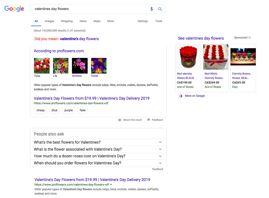 Example of structured data on Google