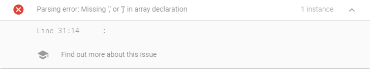 common markup errors example missing , or ] in array declaration