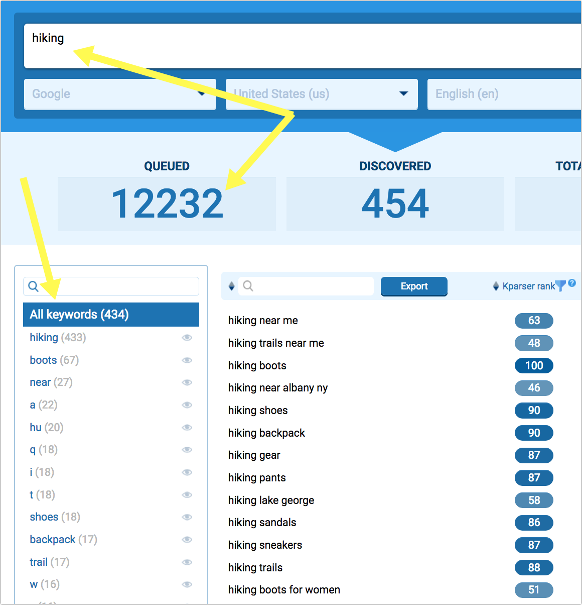 Kparser keyword research tool you can use for free