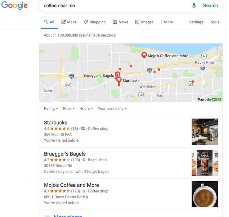 Search results for "Coffee shop near me"