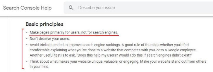 Google webmaster guidelines