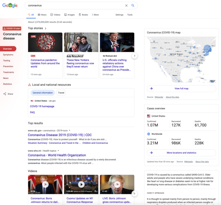 Connaissance de Google COVID-19