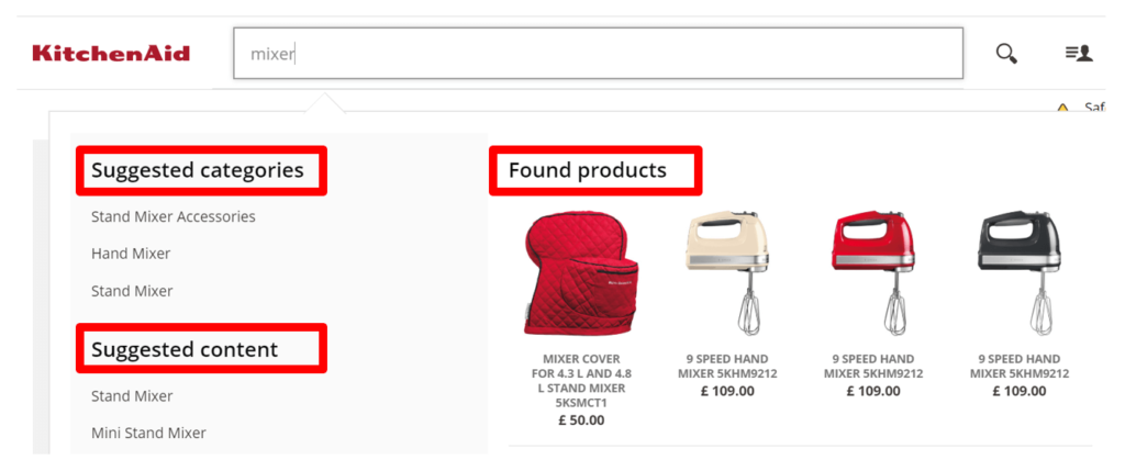 Smart site search solution ecommerce example