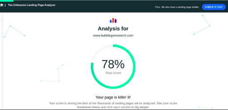 On page SEO analysis techniques Unbounce landing page analyzer