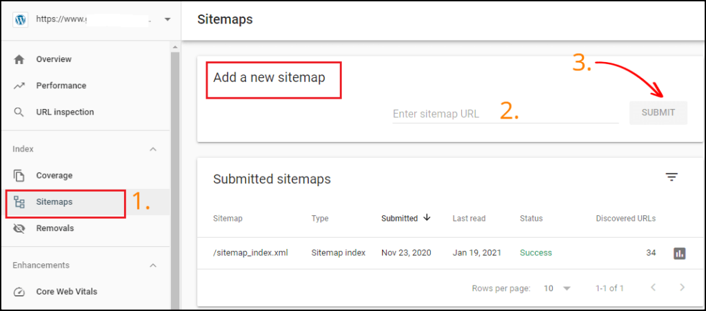 Google search console как добавить sitemap