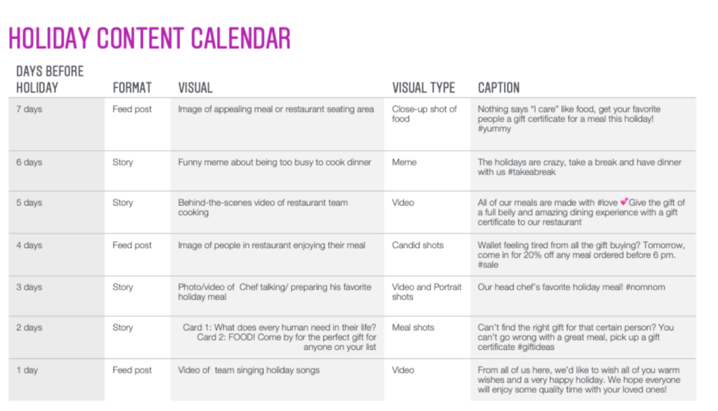 Instagram source on seasonal marketing during holidays