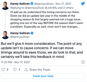 Danny Sullivans Tweet On Google Update