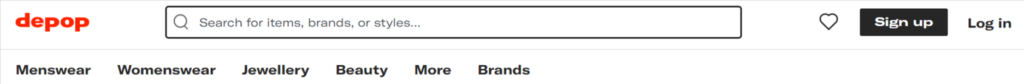 Depop example of adding a CTA to the search bar must have for conversion worthy ecommerce websites