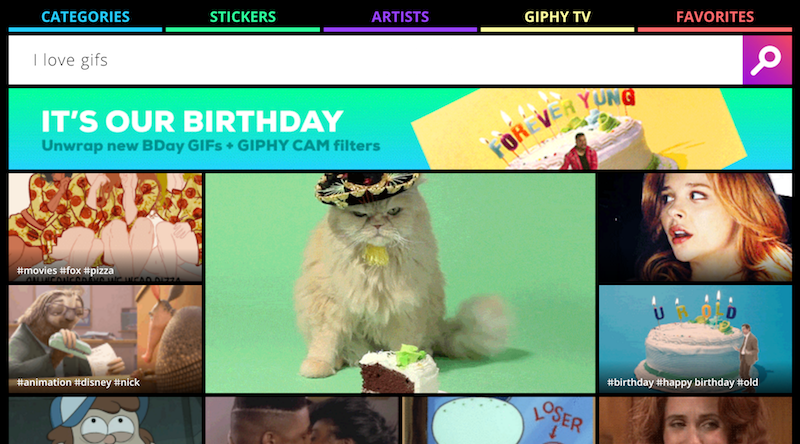 GIPHY homepage