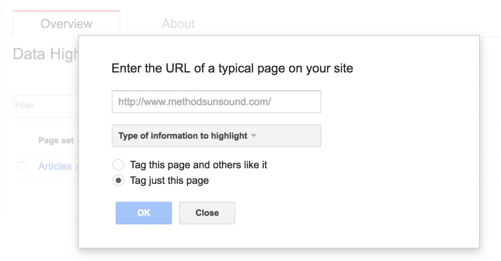 Search Console Data Highlighter upload