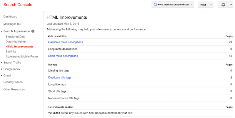 Search Console HTML Improvements