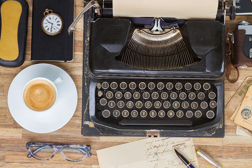 typewriter on table