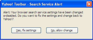 Yahoo Toolbar Warning Defaults Have Changed