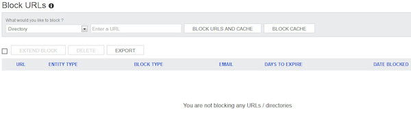 Bing Webmaster Tools Block URLs