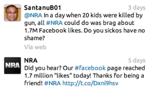 Twitter Objection to NRA Facebook post