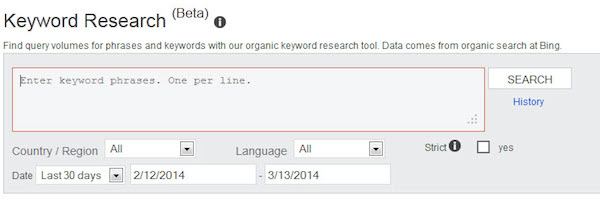 Bing Webmaster Tools Keyword Research