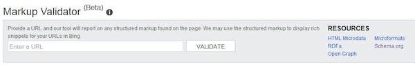 Bing Webmaster Tools Markup Validator