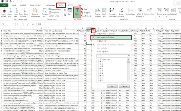 Filter Domain Authority