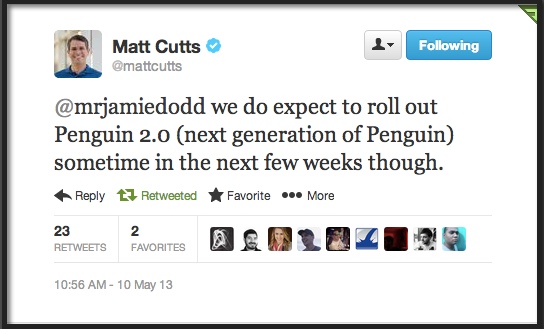 Matt Cutts Tweets About Google Penguin