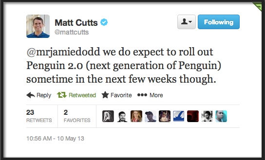Matt Cutts Tweets About Google Penguin Matt Cutts Tweets About Google Penguin