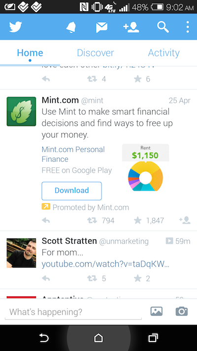 Mint Mobile App Install Ad Showing in Twitter App