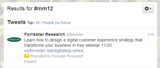 Forrester promoted tweet