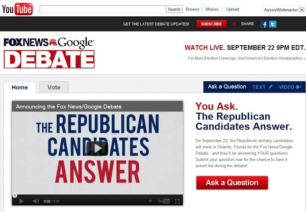 YouTube Google Fox News GOP Debate