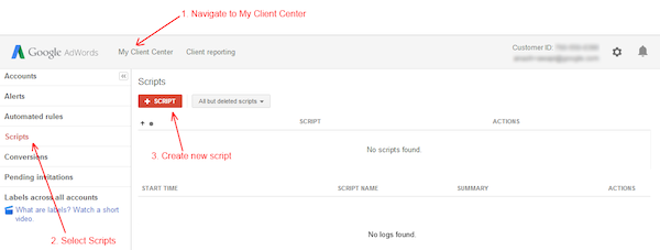 Google AdWords Create New MCC Script