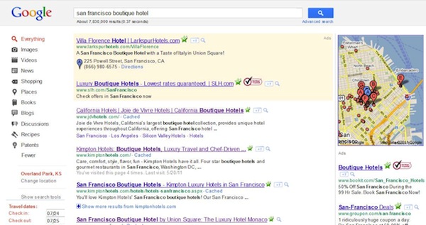 Google San Francisco Boutique Hotel 2011 SERP Google San Francisco Boutique Hotel 2011 SERP