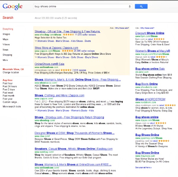 Google SERP Buy Shoes Online