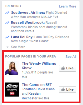 Facebook Popular Pages in Your Area Facebook Popular Pages in Your Area