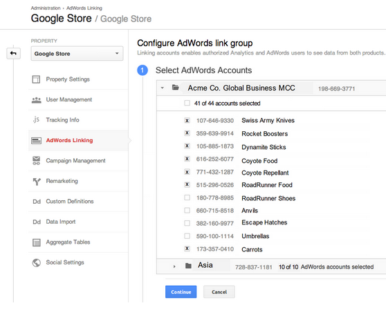 Google Analytics Configure AdWords Link Group