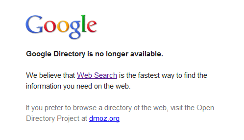 Google Directory is no longer available