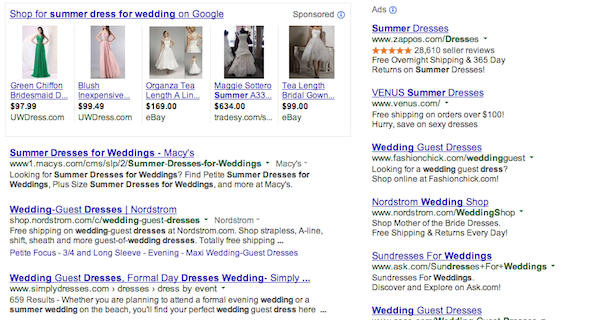 Google search results for summer dress for wedding