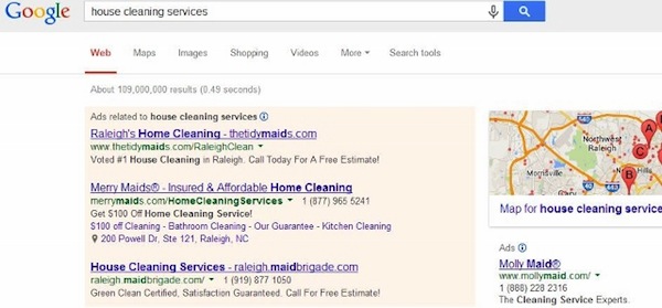 House Cleaning Services Google PPC ads