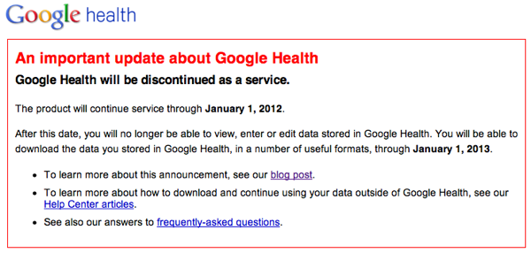 Google Health Discontinued Google Health Discontinued