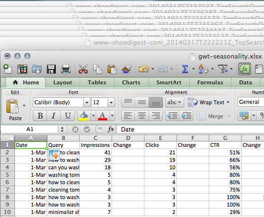 GWT Search Queries Excel