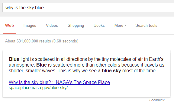 Google why is the sky blue