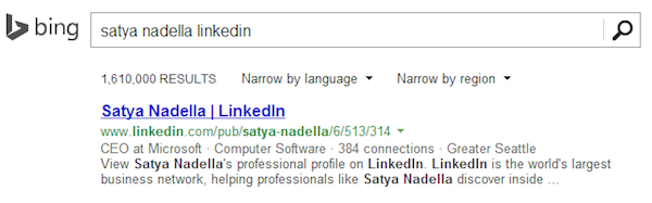 Satya Nadella LinkedIn Bing