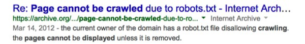 Page cannot be crawled due to robots txt