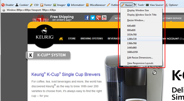 Web Developer Resize Toolbar Web Developer Resize Toolbar