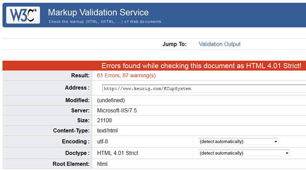 Web Developer W3C Markup Validation Service