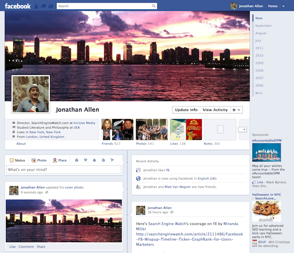 New Facebook Timeline Profile