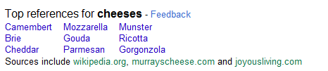 Google Related Searches Cheese References