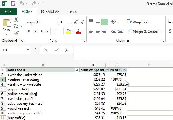 iferror Calculated Fields