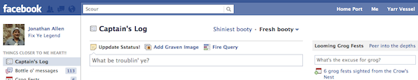 Facebook in Pirate Lingo