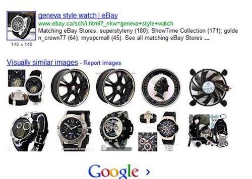 Google Visual Search cannot always distinguish between objects of a similar shape