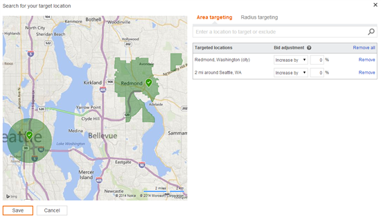 Location and Radius Targeting