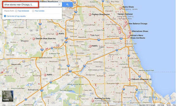 google-maps-shoes-stores-near-chicago